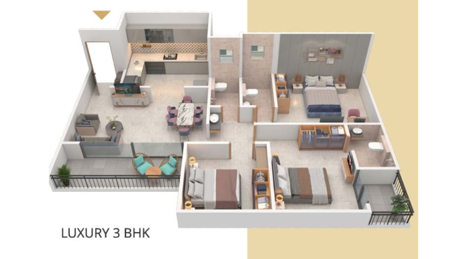 Santiago-Sky-Town-Floor-Plan-3 BHK-1017 Sqft